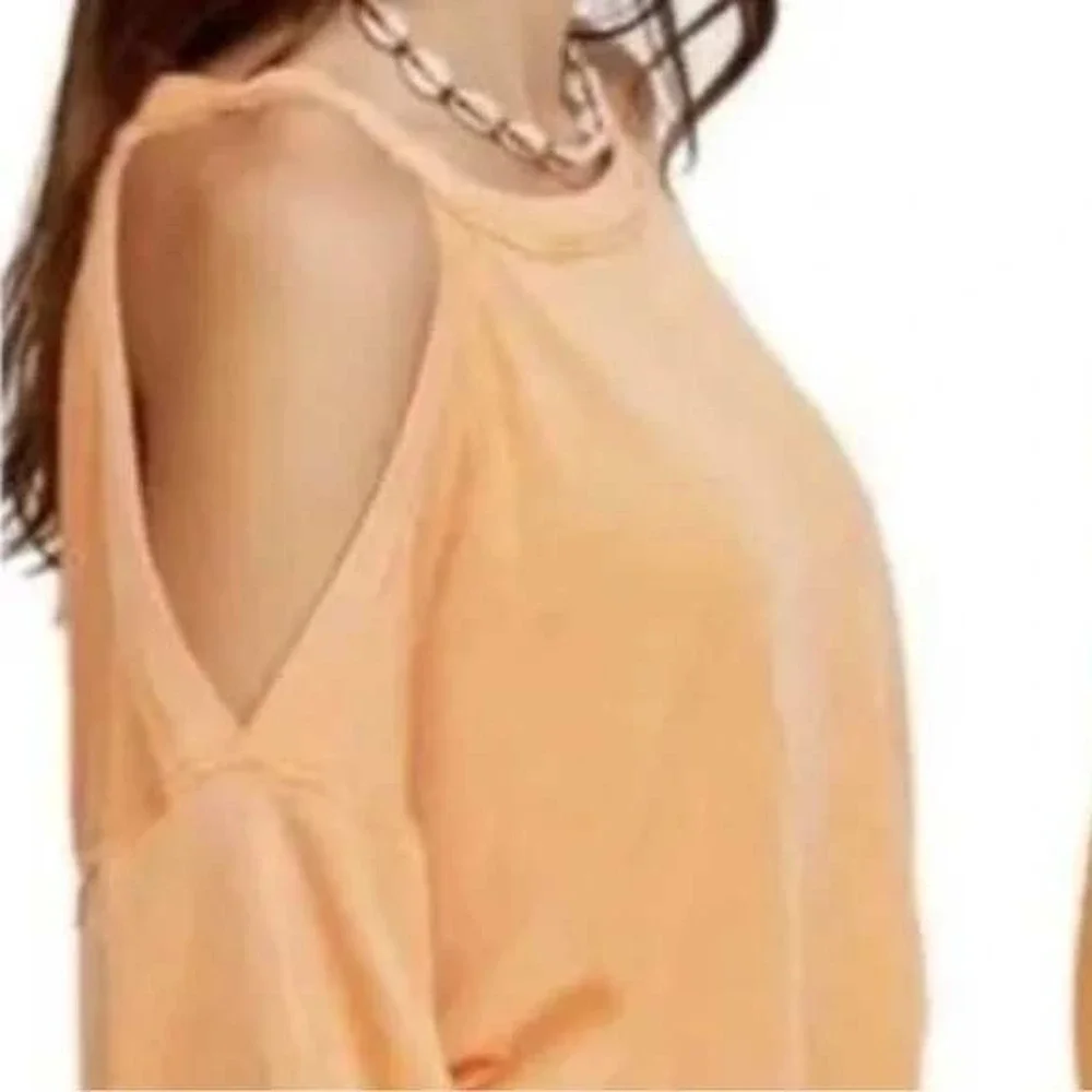 Free People Chill Out Cold Shoulder Oversized Top Tangerine Orange Size Med